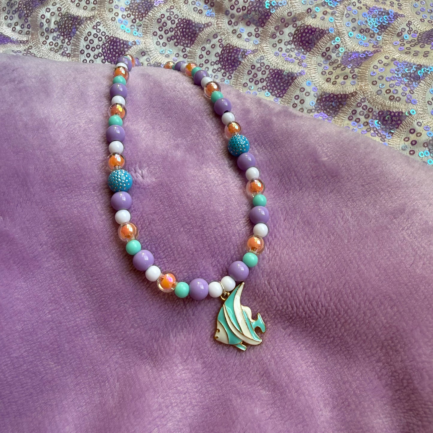 13” blue stripe fish necklace