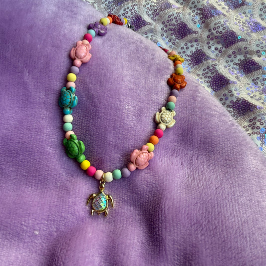 14” colorful turtle necklace