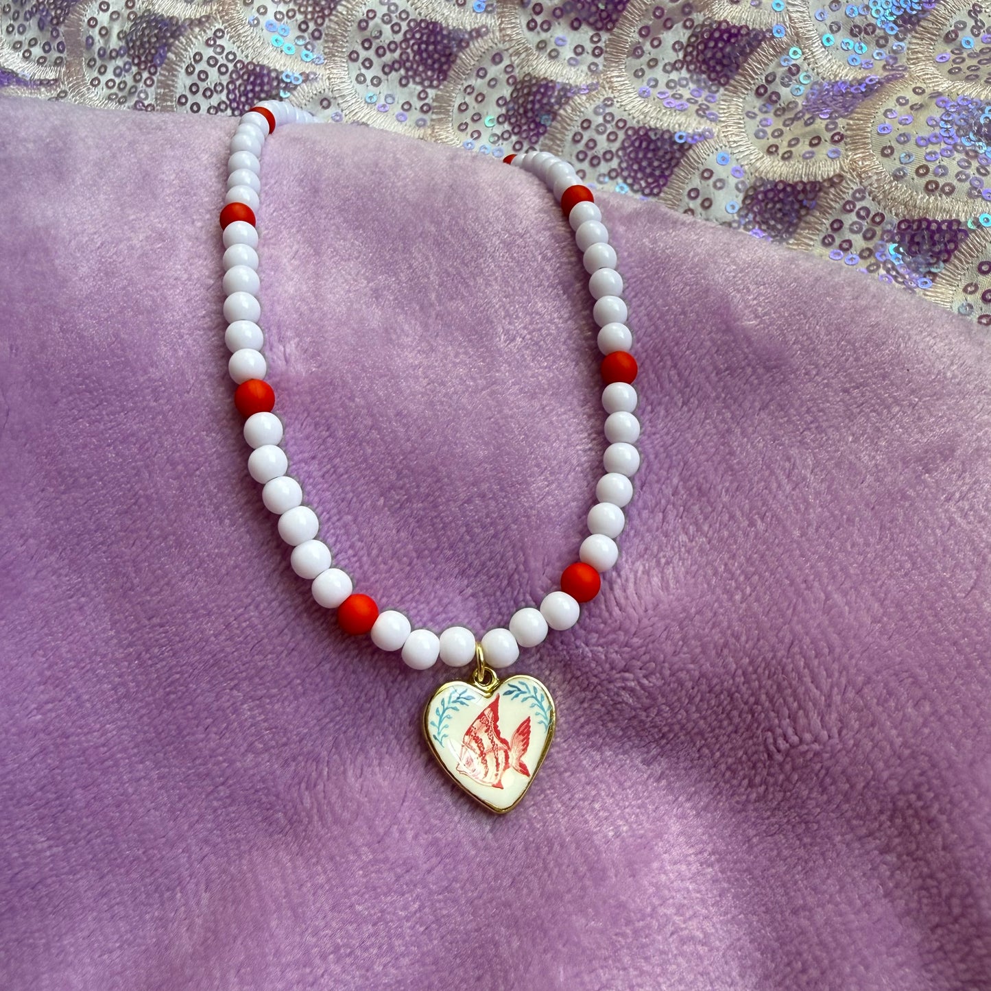 13” red fish necklace